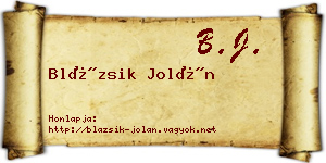 Blázsik Jolán névjegykártya