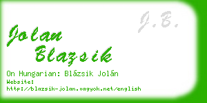 jolan blazsik business card